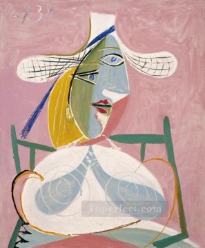 Mujer sentada con sombrero de paja 1938 Pablo Picasso Pinturas al óleo
